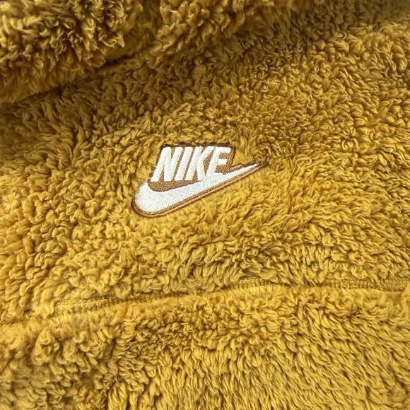 Nike Womens XXL Golden Harvest Sherpa Fleece Half Zip Jacket Blue Trim Pockets - Picture 3 of 8